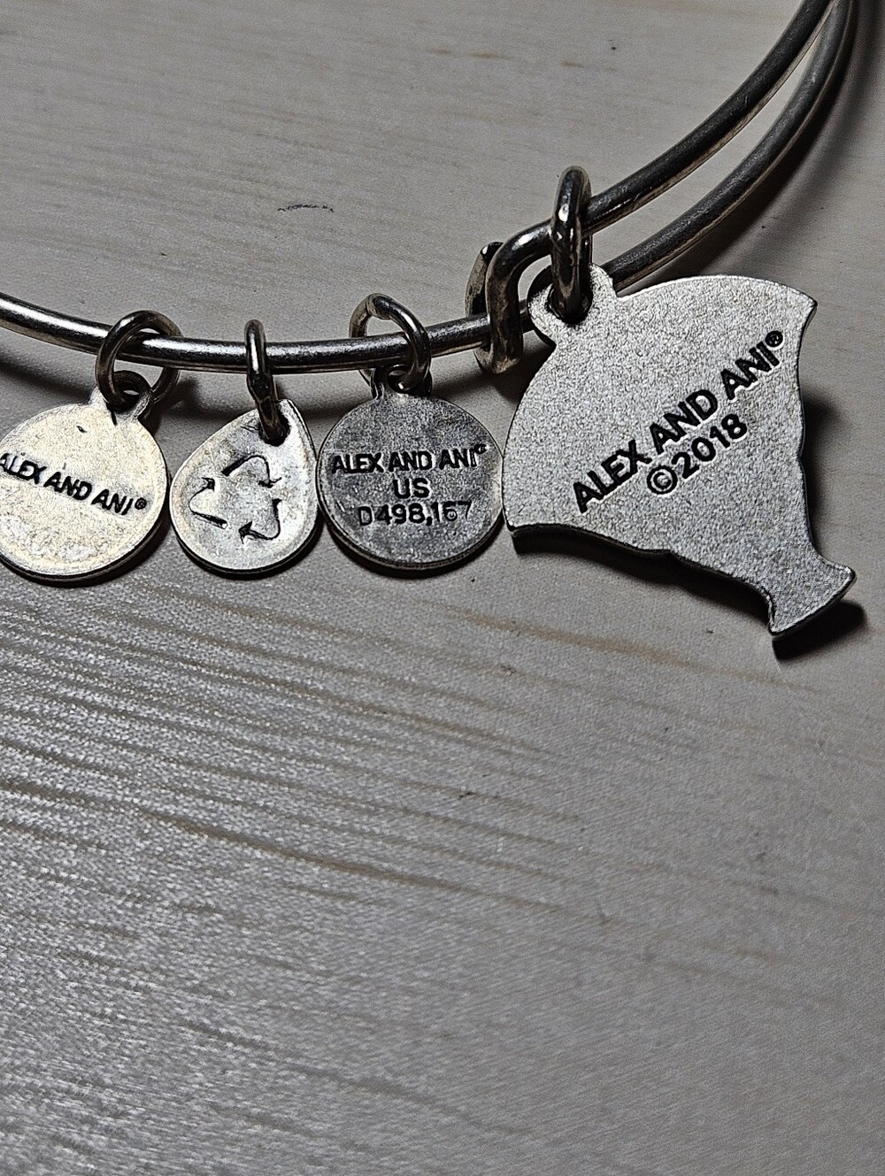Alex and Ani Blue Lotus Charm Bangle Bracelet • Rafaelian Silver Finish - Picture 5 of 5